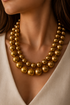 Gold Double Strand Pearl Necklace