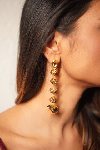 Cascading Black Diamond and Ghunghroo Earrings (RJE1349) image 1