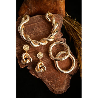 Golden Knot Statement Earrings (RJE1363) image 2