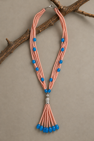 Peach In Blue Necklace