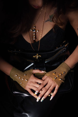 Gorgeous Kundan Mesh Glove (RJMHP166 PAIR) image 1