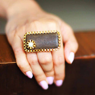 Small Rectangular Wooden Ring (RJR297) image 1