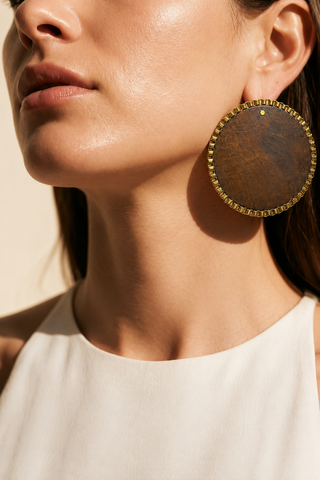 Jacqueline In Brown Wood Earrings
