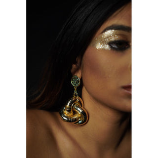 Golden Knot Statement Earrings (RJE1363) image 1