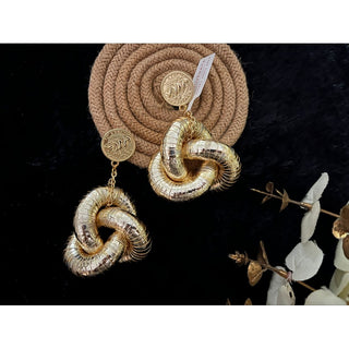 Golden Knot Statement Earrings (RJE1363) image 3