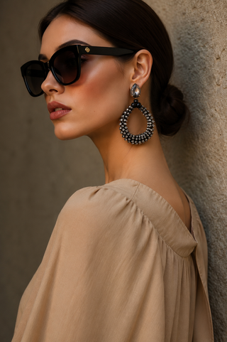Black Orbit Crystal Earrings