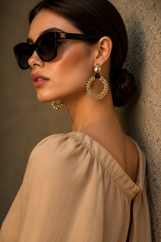 Gold Orbit Crystal Earrings