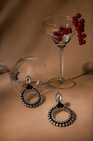 Black Orbit Crystal Earrings