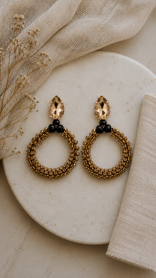 Gold Orbit Crystal Earrings