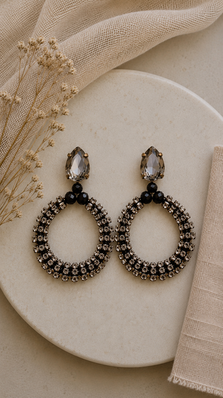 Black Orbit Crystal Earrings