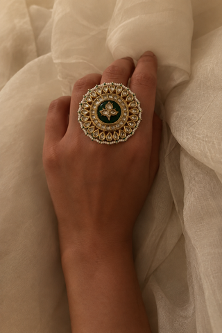Emerald Kundan Ring