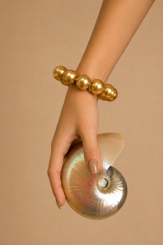 Anjani Dhawan In Gold Pearl Bracelet