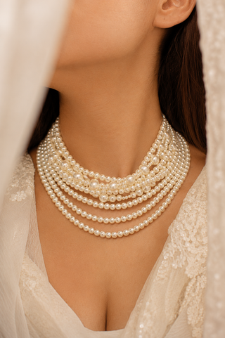 Elnaaz Norouzi In Pearl Cascade Statement Necklace