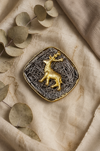 Stag Story Brooch