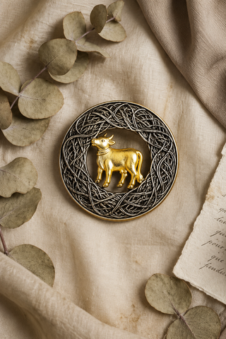 Golden Bull Brooch