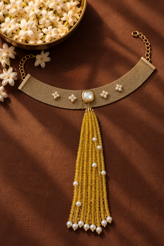 Amber Tassel Choker
