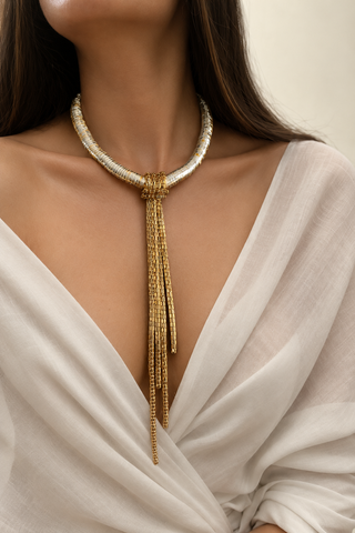 Metallic Chain Tassel Necklace