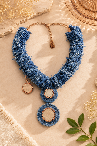 Guneet Monga In Denim Drama Necklace