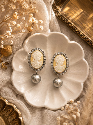 Victorian Silver Cameo Earrings