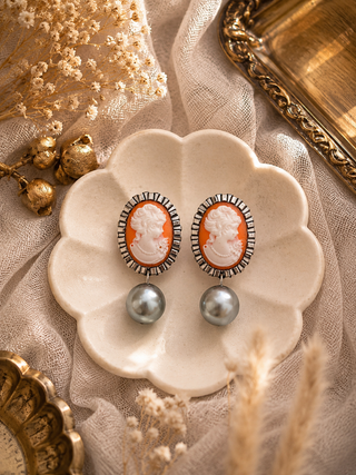 Victorian Silver Cameo Earrings