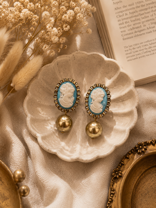 Victorian Gold  Cameo Earrings