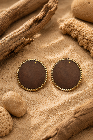 Jacqueline In Brown Wood Earrings