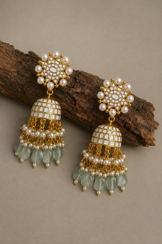 Pearl Haze Jhumka Earrings