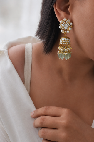Pearl Haze Jhumka Earrings