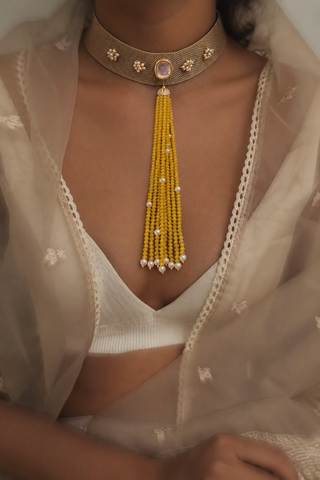 Amber Tassel Choker