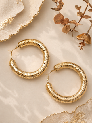 Rhea C In Gold Hoop Earrings