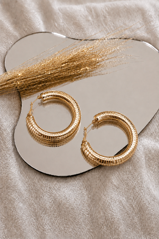 Rhea C In Gold Hoop Earrings