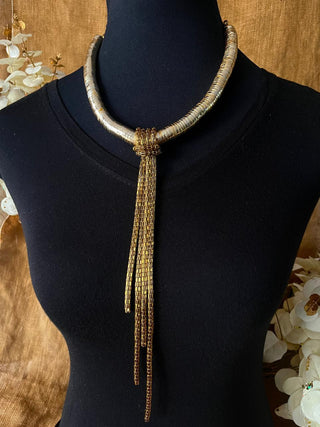 Metallic Chain Tassel Necklace