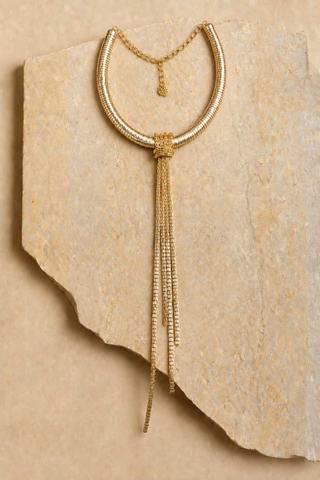 Metallic Chain Tassel Necklace