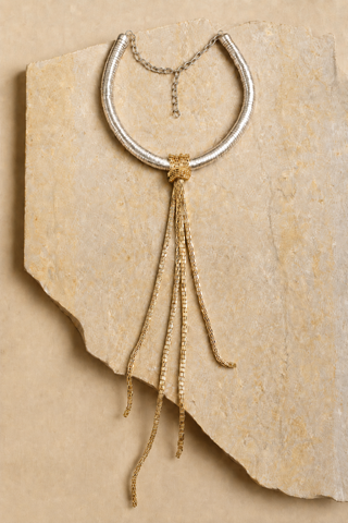 Metallic Chain Tassel Necklace
