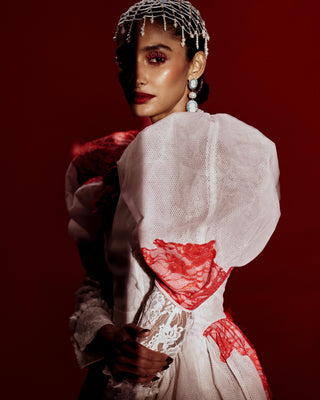 Ankita Lokhande In Bridgerton Duo Silver Cameo Earrings