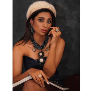 Guneet Monga In Denim Drama Necklace