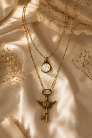 Ankush Bahuguna In The Clock & Key Necklace