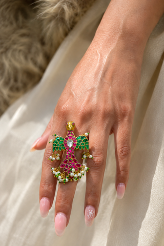 Peacock Charm Ring