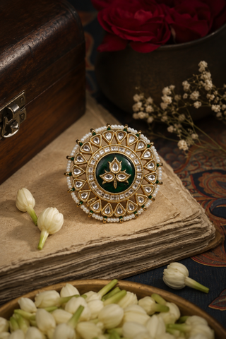 Emerald Kundan Ring