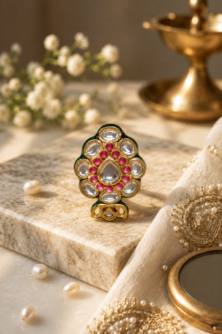 Gulabi Kundan Ring