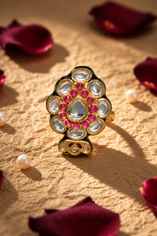 Gulabi Kundan Ring