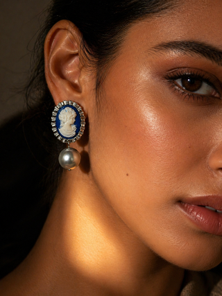 Victorian Silver Cameo Earrings