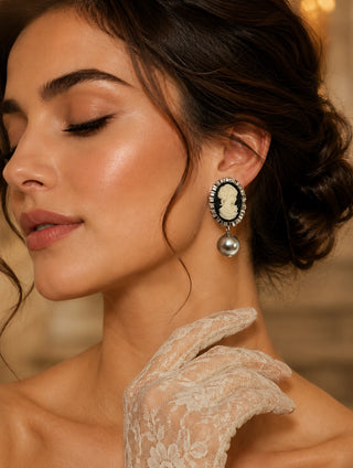 Victorian Silver Cameo Earrings