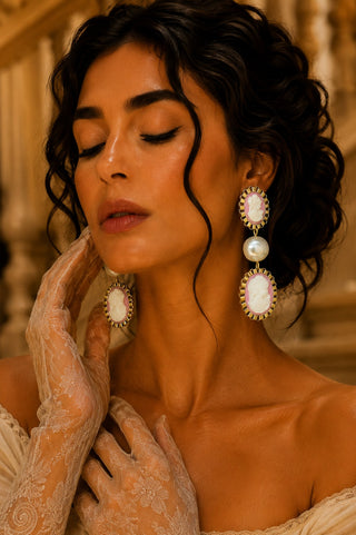 Bridgerton Duo Gold Cameo Earrings