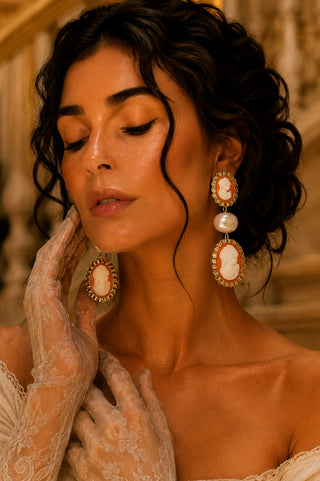Bridgerton Duo Gold Cameo Earrings