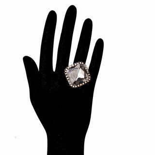 CRYSTAL WHITE FINGER RING (RJR21) image 1