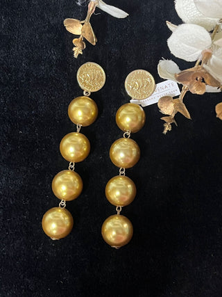 Aastha Shah In Golden Cascade Pearl Earrings