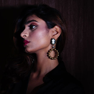 GOLDEN PEARL VICTORIA EARRINGS (RJE1201) image 0