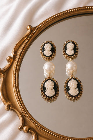 Bridgerton Duo Gold Cameo Earrings