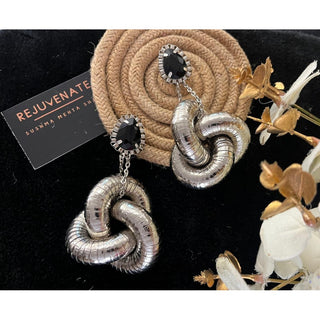 SILVER KNOT STATEMENT EARRINGS (RJE1323) image 2